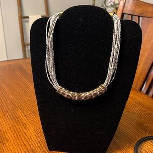 Bajalia Silver and Gold Seed Bead Necklace
